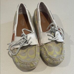 Coach Women's Signature Canvas Moccasins in Yellow and White